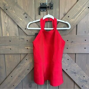 bebe Red Halter Peplum Top